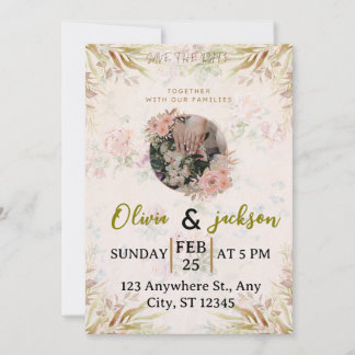 Invitación elegante de boda con motivo floral para