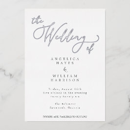 INVITACIÓN ELEGANTE DE BODA DE SILVER SCRIPT | MÍN
