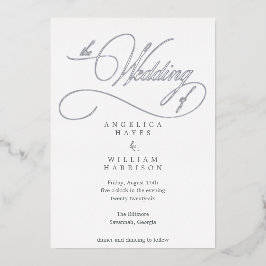 INVITACIÓN ELEGANTE DE BODA DE SILVER SCRIPT | MÍN
