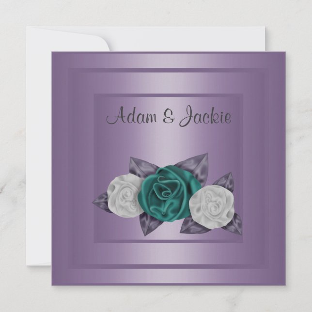 INVITACIÓN ELEGANTE DE BODA DE TRIPLE ROSA LILAC (Anverso)