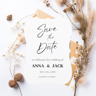 Invitación elegante de boda para guardar la fecha