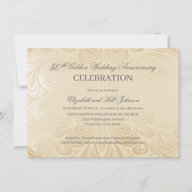 Invitación elegante de bodas de oro por 50 anivers (Anverso)