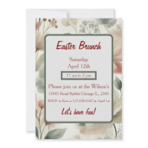 Invitación elegante de brunch de Pascua con flores