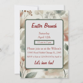 Invitación elegante de brunch de Pascua con flores