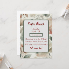Invitación elegante de brunch de Pascua con flores