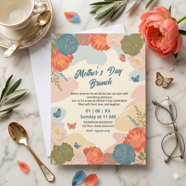 Invitación elegante de brunch del Día de la Madre  (Subido por el creador)