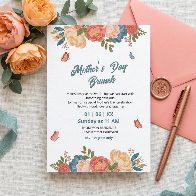 Invitación elegante de brunch del Día de la Madre  (Subido por el creador)