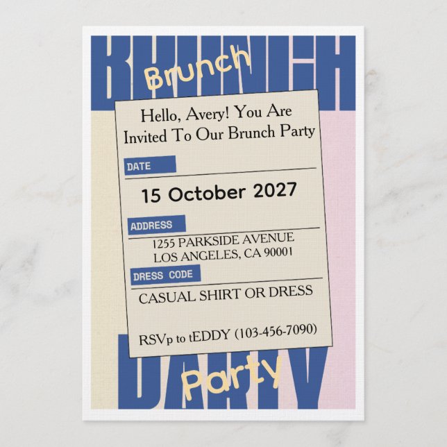 Invitación elegante de brunch del viernes – Modern (Anverso)