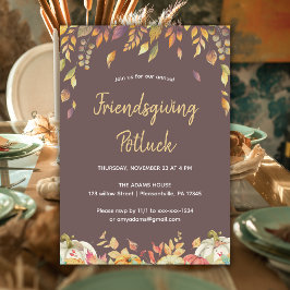 Invitación Elegante De Calabaza Amigable Potluck