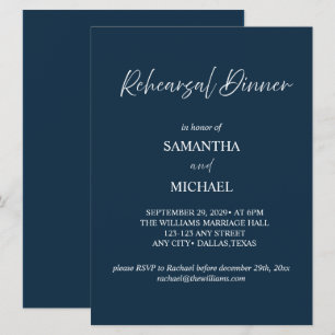Invitación elegante de cena de ensayo de la marina
