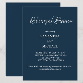 Invitación elegante de cena de ensayo naval