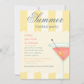 Invitación elegante de cóctel de verano - Amarillo