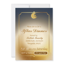 Invitación elegante de color azul oscuro y dorado 