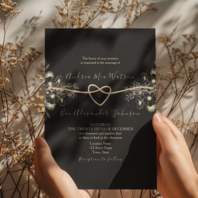 Invitación elegante de corazón de cuerda de oro ne (Subido por el creador)