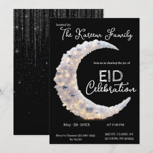 Invitación elegante de Crescent Eid Party en blanc