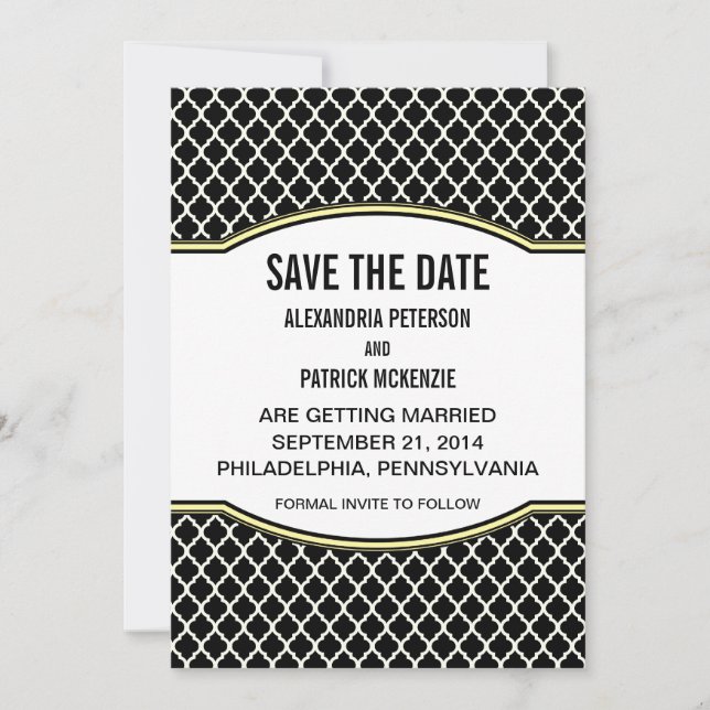 Invitación elegante de cuatro hojas amarillas para (Anverso)