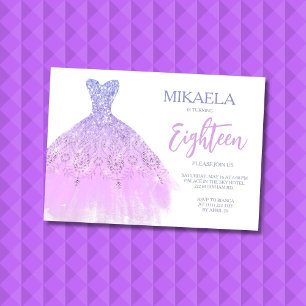 Invitación elegante de cumpleaños 18 de Lila con b