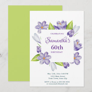 Invitación elegante de cumpleaños 60 con flores de