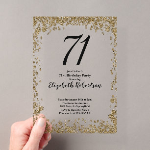 Invitación elegante de cumpleaños 71 en acrílico c