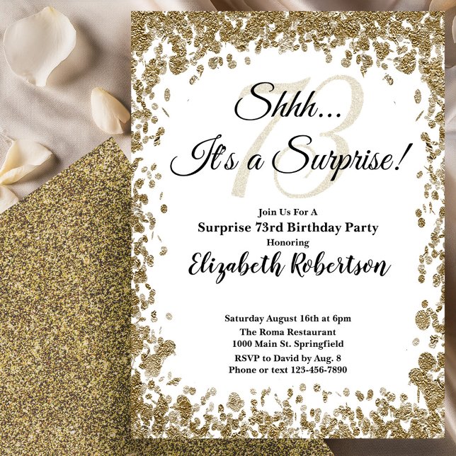 Invitación elegante de cumpleaños 73 sorpresa en d (Subido por el creador)