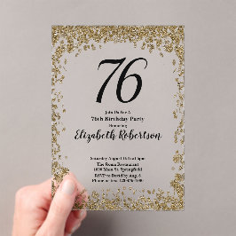 Invitación elegante de cumpleaños 76 en acrílico c
