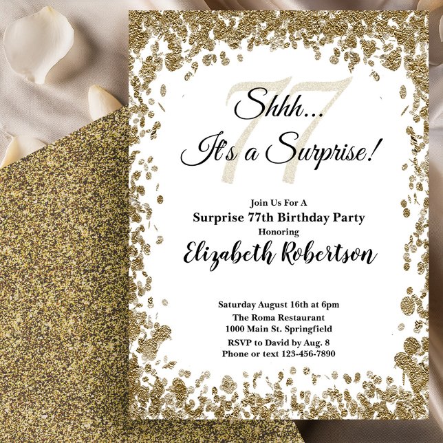 Invitación elegante de cumpleaños 77 sorpresa en d (Subido por el creador)