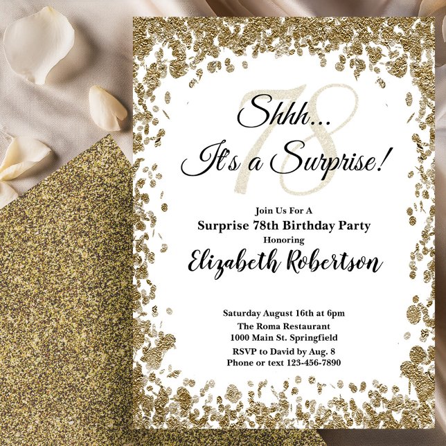 Invitación elegante de cumpleaños 78 sorpresa en d (Subido por el creador)
