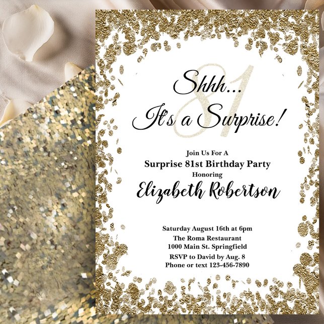 Invitación elegante de cumpleaños 81 sorpresa en d (Subido por el creador)