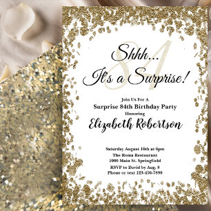 Invitación elegante de cumpleaños 84 sorpresa en d