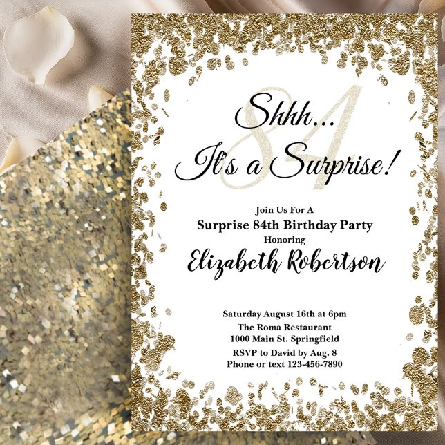 Invitación elegante de cumpleaños 84 sorpresa en d (Subido por el creador)