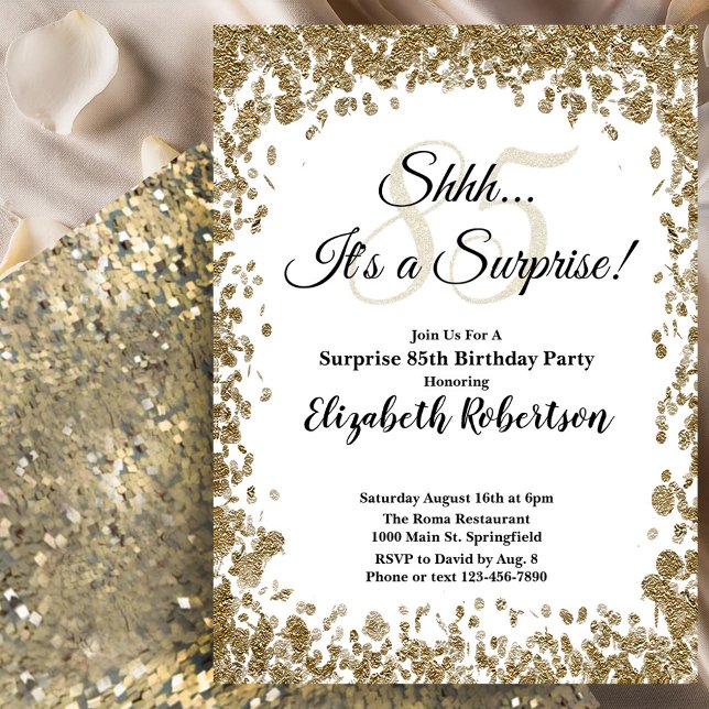 Invitación elegante de cumpleaños 85 sorpresa en d (Subido por el creador)
