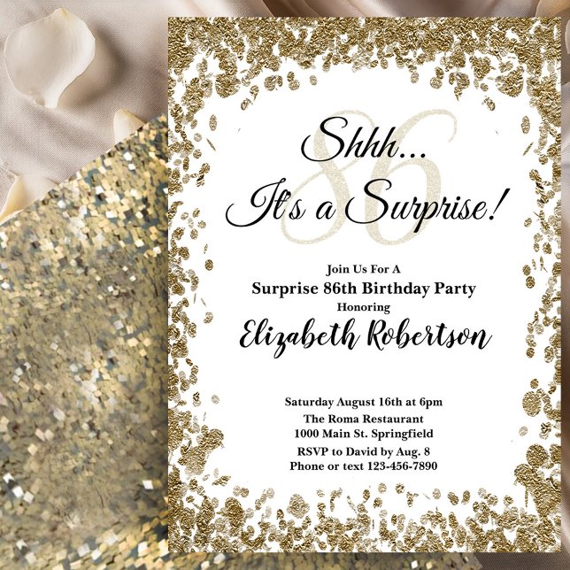 Invitación elegante de cumpleaños 86 sorpresa en d (Subido por el creador)