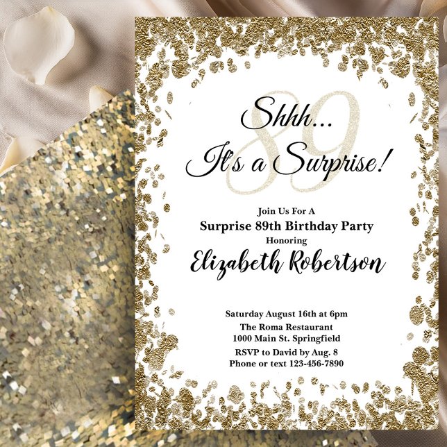 Invitación elegante de cumpleaños 89 sorpresa en d (Subido por el creador)