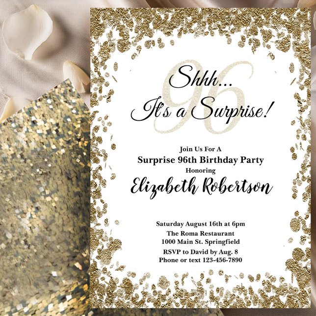 Invitación elegante de cumpleaños 96 sorpresa en d (Subido por el creador)