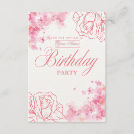 Invitación elegante de cumpleaños con motivos flor