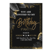 Invitación elegante de cumpleaños con tema tropica