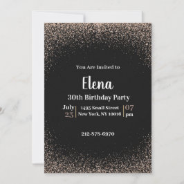 Invitación elegante de cumpleaños de negro y marró