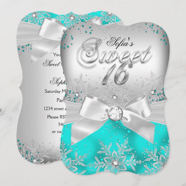 Invitación elegante de cumpleaños dieciséis con la (Anverso / Reverso)