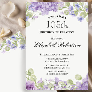 Invitación elegante de cumpleaños número 105 con f