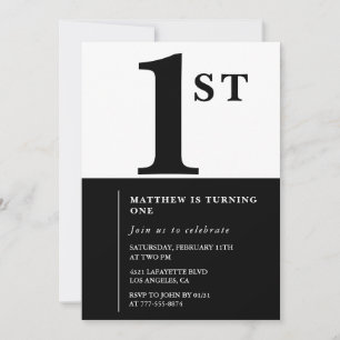Invitación elegante de cumpleaños número 1 Chic Mo