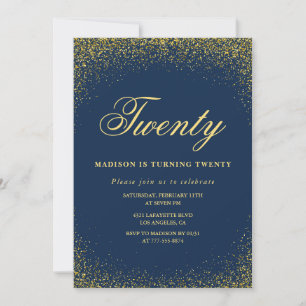 Invitación elegante de cumpleaños número 20 con br