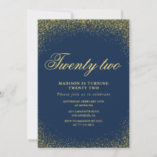 Invitación elegante de cumpleaños número 22 con br