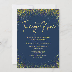 Invitación elegante de cumpleaños número 29 Navy D