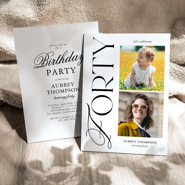 Invitación elegante de cumpleaños número 40 con do (Subido por el creador)