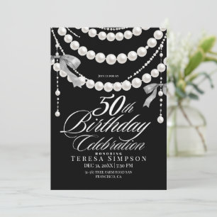 Invitación elegante de cumpleaños número 50 en neg