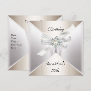 Invitación elegante de cumpleaños número 50 perla 