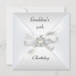 Invitación elegante de cumpleaños número 50 perla 