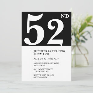 Invitación elegante de cumpleaños número 52 para m