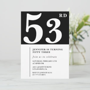 Invitación elegante de cumpleaños número 53 para m