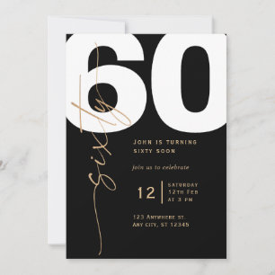 Invitación elegante de cumpleaños número 60 en dor
